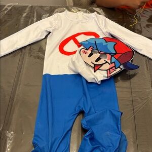 Boyfriend Kids Blue and White One Piece Costume with Mask